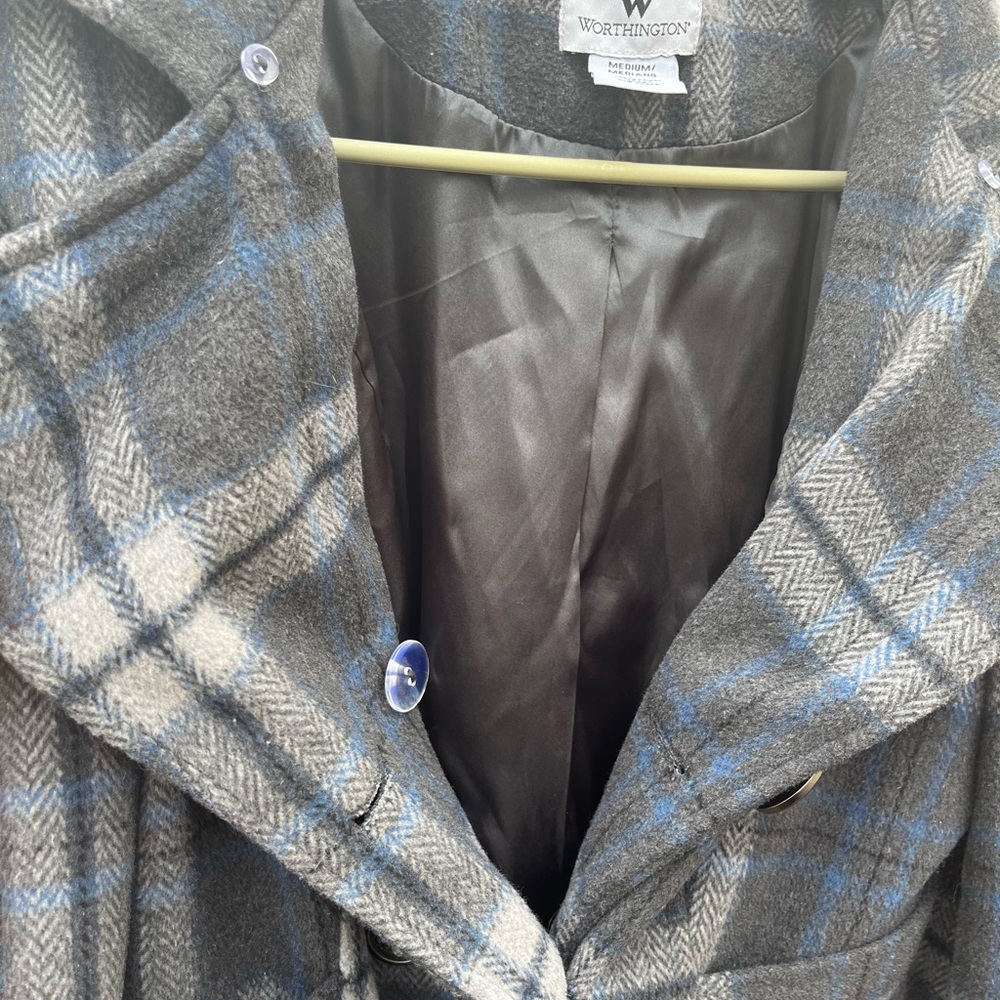 🔥 Womens Plaid Peacoat Size Medium - Picture 7 of 8